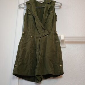 Marilyn Monroe Romper Cute Sleeveless Shorts‎  Juniors XS Army Green